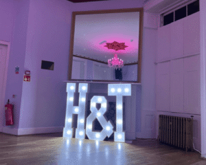 Light up letters at Gosfield Hall